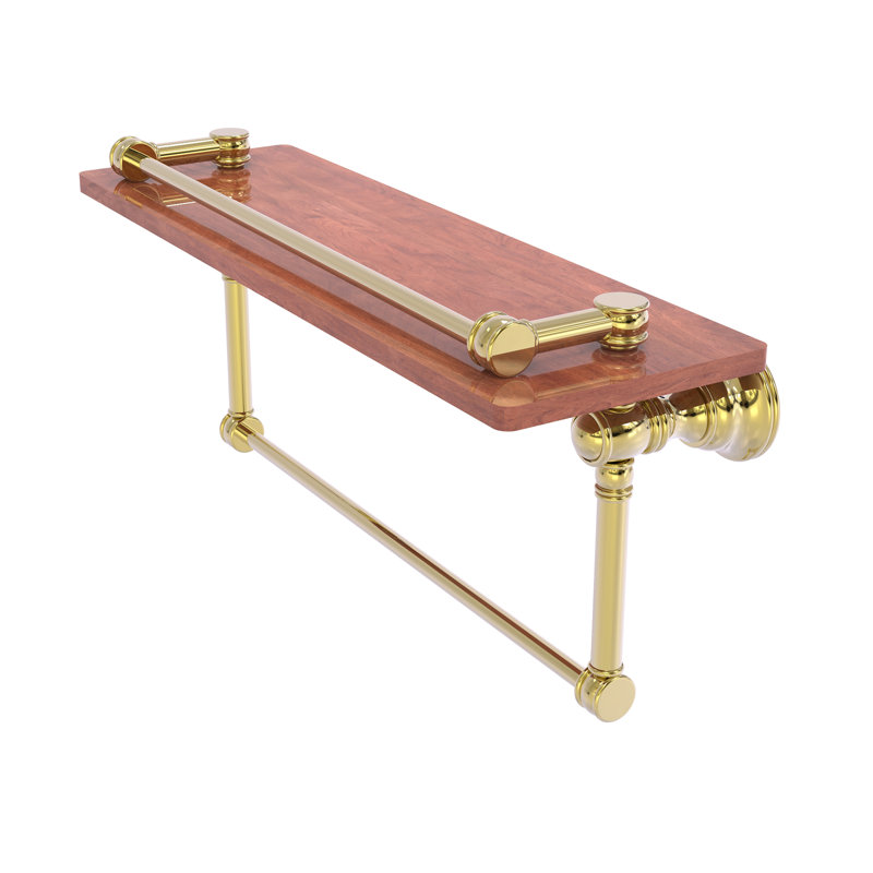 Tablette en bois massif Freyja, H 5,54 po x l 16 po x P 7,4 po, Laiton non laqué