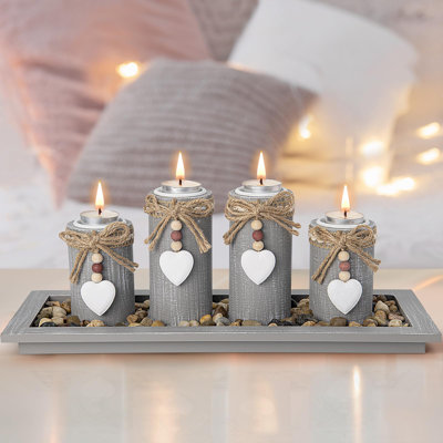 Riffle Wood Tabletop Candlestick