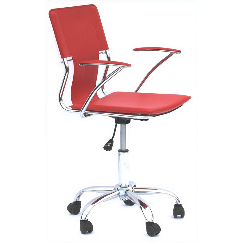 Fauteuil de bureau réglable plaqué en chrome Studio, Rouge