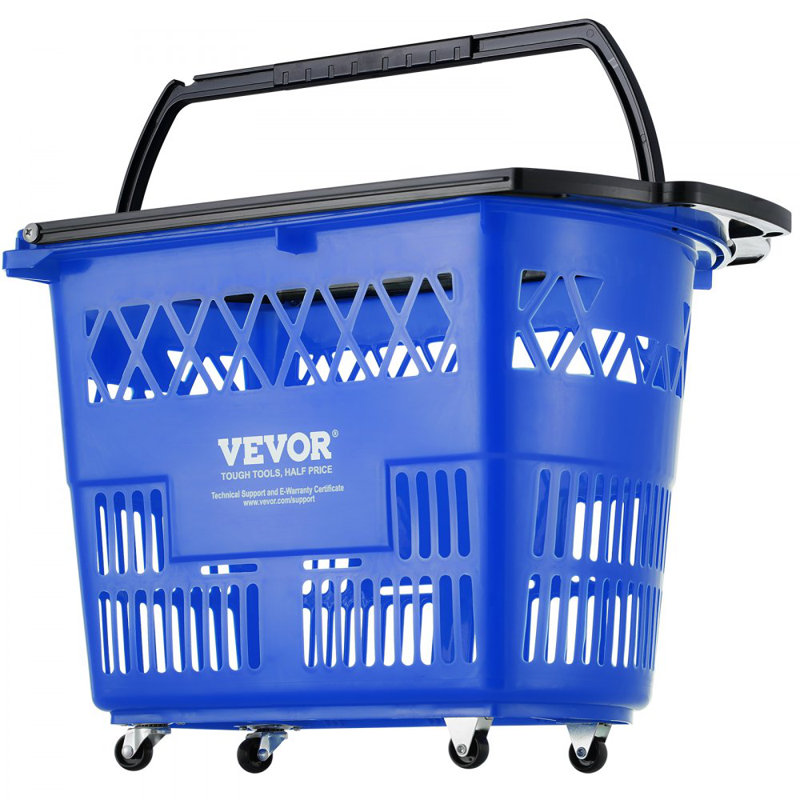 Panier en plastique sur roulettes 6PCS 39L avec poignée