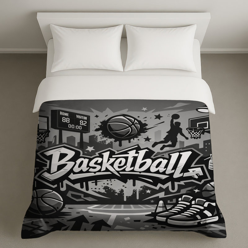 Housses de couette Basketball Graffiti Art, Lit simple