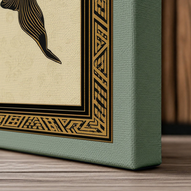 Descending Bear Art Deco - Wrapped Canvas, 24x16 - 61.0 x 40.6 cm, Sage Border