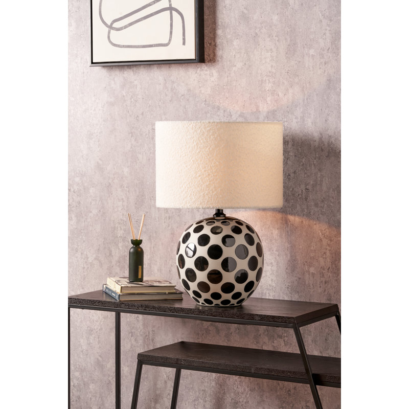 Drum Boucle Lamp Shade, White, 23cm H x 35cm W x 35cm D
