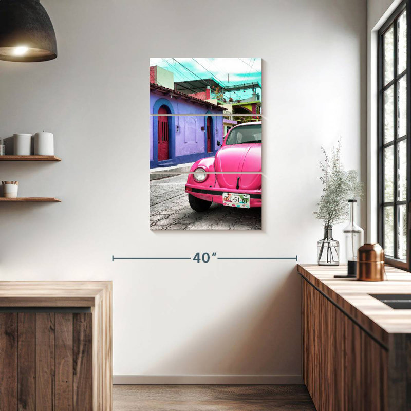 Voiture coccinelle Mehar rose, H 38 po x l 24 po