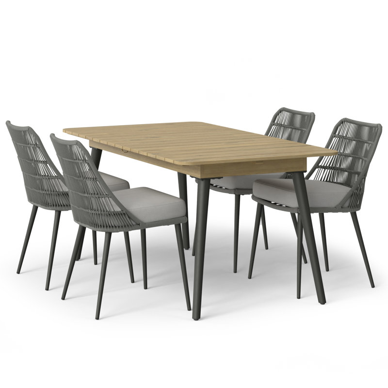 Beachside Rectangular 4 - Person Dining Set with Cushions