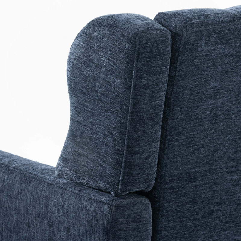 Chaise avec accoudoirs Mid-Century, Chenille bleu foncé