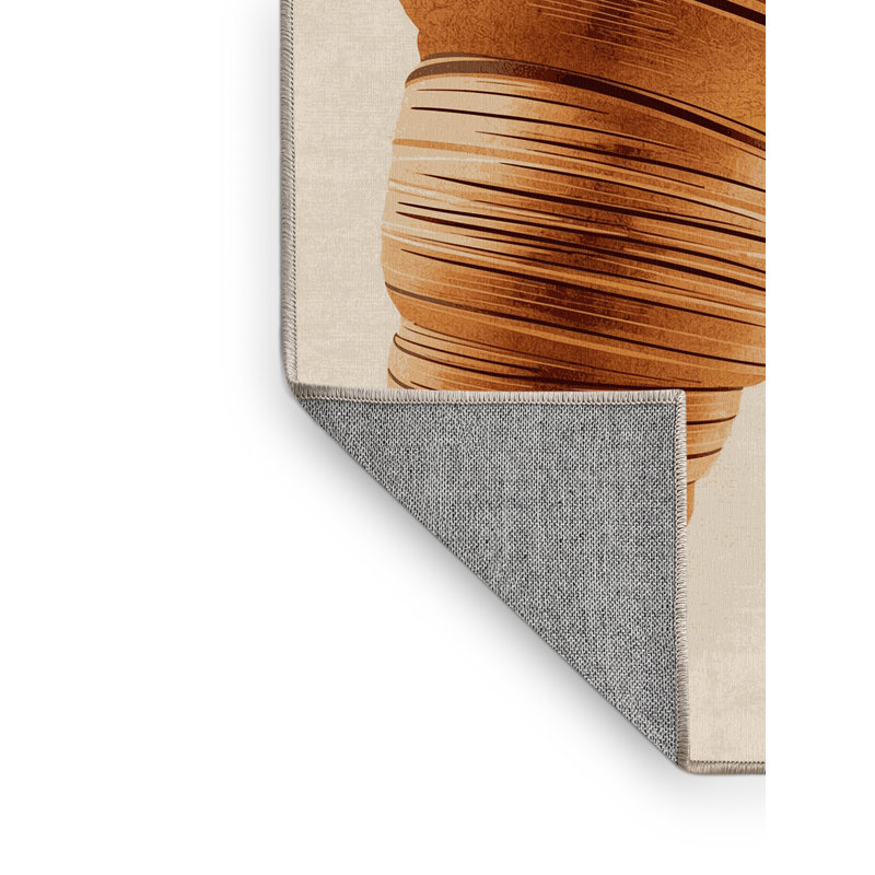Tapis chic et luxueux lavable à la machine Wilkerson Croissant - Beige, 7 x 9