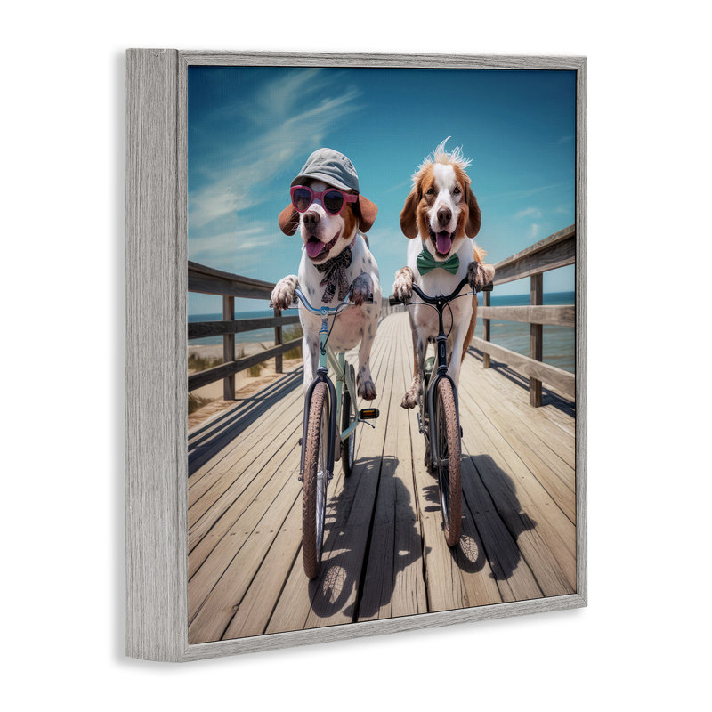Az-196-encadré Coastal Bicycle Dogs par Ray Powers, Estampe numérique Farmhouse, H 12 po x l 12 po x P 1,5 po