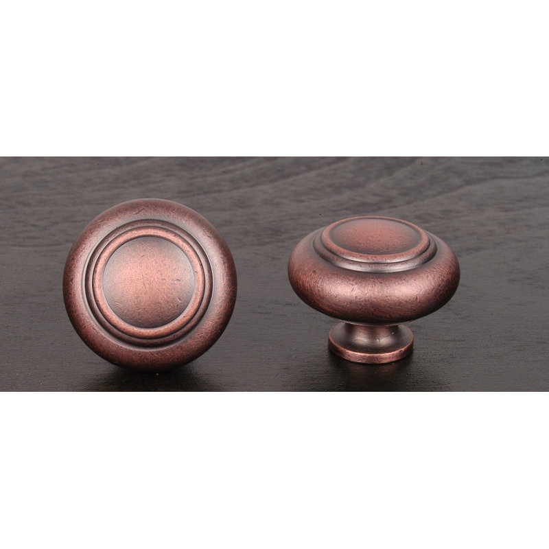 Poignée champignon Ringed CK Series, Distressed Copper, Diamètre du bouton 1,25 po