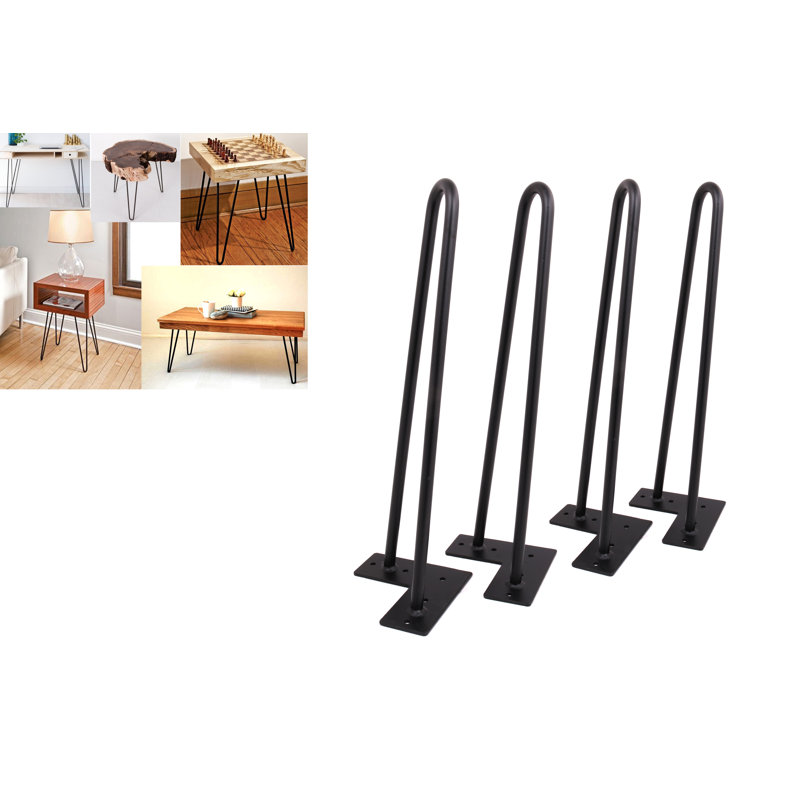 Hairpin Legs (Black) Diy Industrial Strength Mid Century Modern Table Legs,Set Of 4, 16" H x 4.75" W x 4.75" D