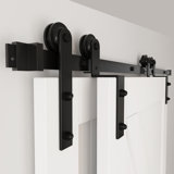 Black Rustic Classic Design Single Track Bypass Two Door Hardware Kit