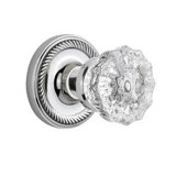 Clear Crystal Interior Mortise Door Knob with Rope Rosette