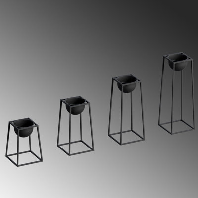 Becontree Stylish Black Decorative Metal Pot (4 Sizes: 11.8 x 11.8 x 11.8 in, 11.8 x 11.8 x 15.7 in, 11.8 x 11.8 x 19.7 in, 11.8 x 11.8 x 23.6 in) | 100% Durable Metal, 9.2 lbs | Ideal for Indoor/Outdoor Plants, Modern Home Décor