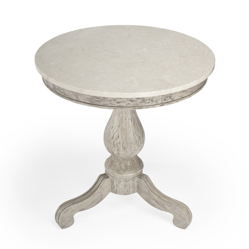 Danielle Marble 24" Pedestal Side Table, Rustic Gray