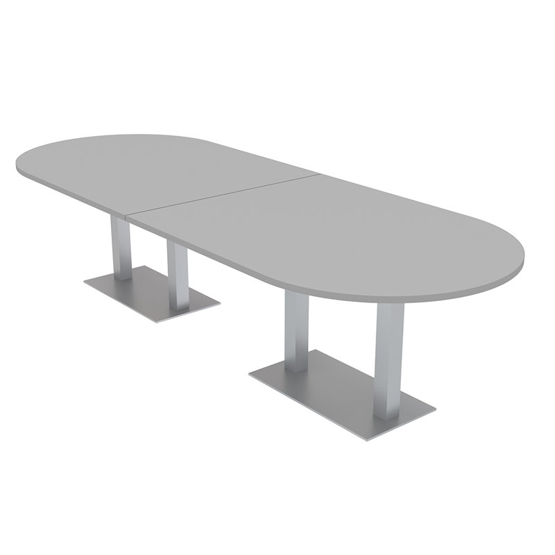 Table de conférence Racetrack, H 30 po x L 96 po x l 48 po, Brouillard gris, Argent argent