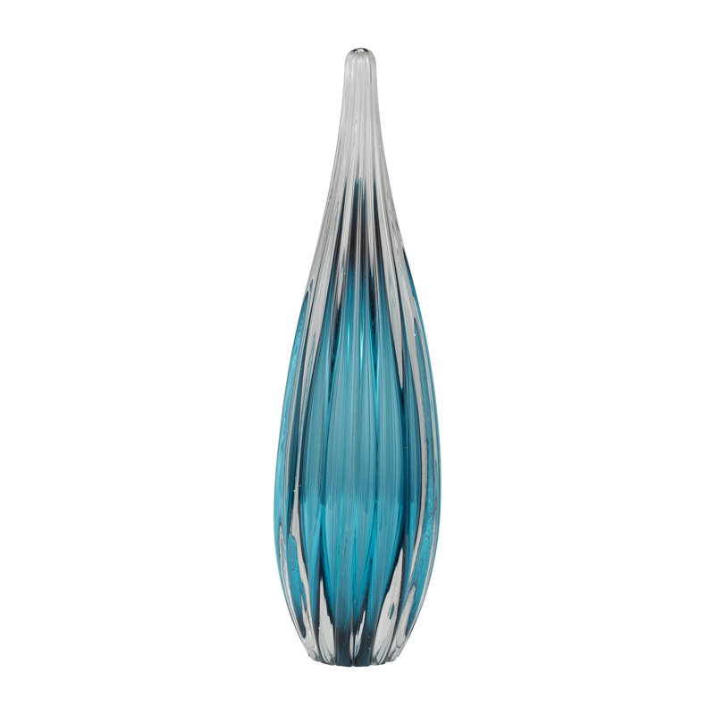 Minimalist Glass Teardrop Sculpture Object for Home Decor - Decorative Tabletop Figurine Statue Accent Ideal Decoration for Living Room or Entryway Table