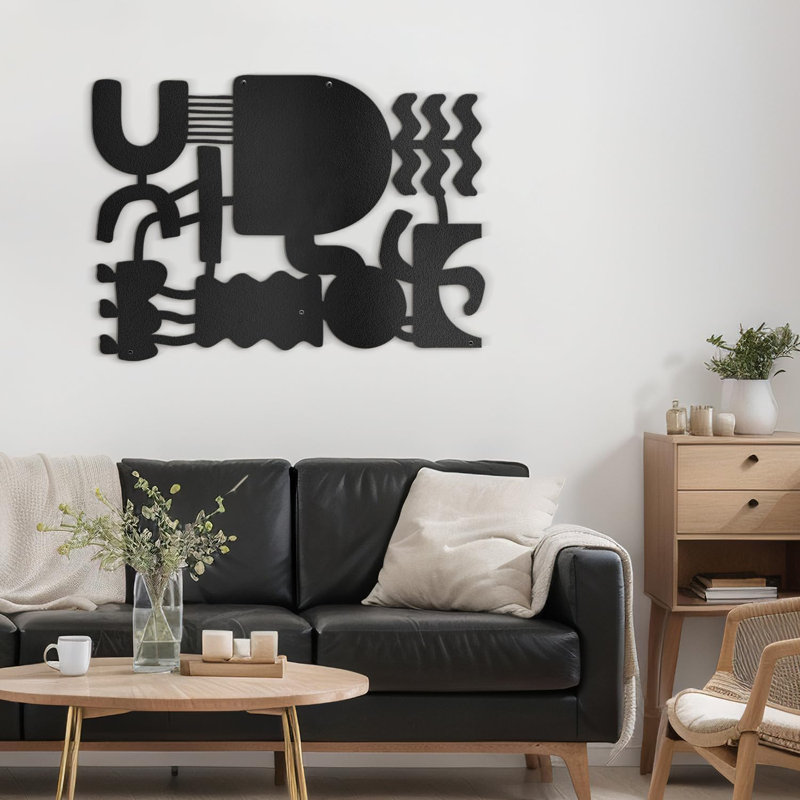 Décoration murale en métal, H 24 po x l 36 po x P 0,05 po, Noir