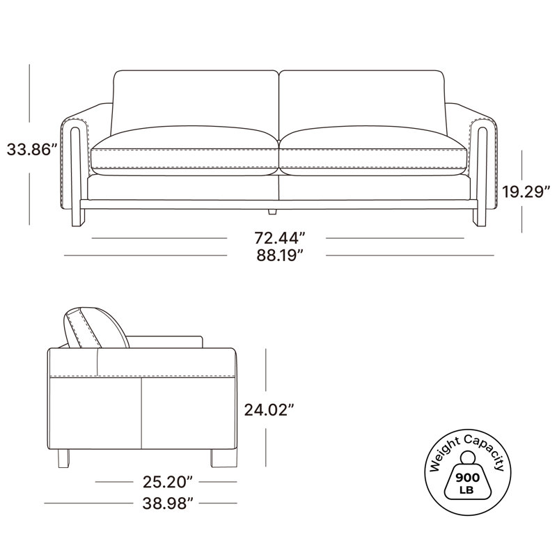 Adika 88" Upholstered Sofa, Walnut