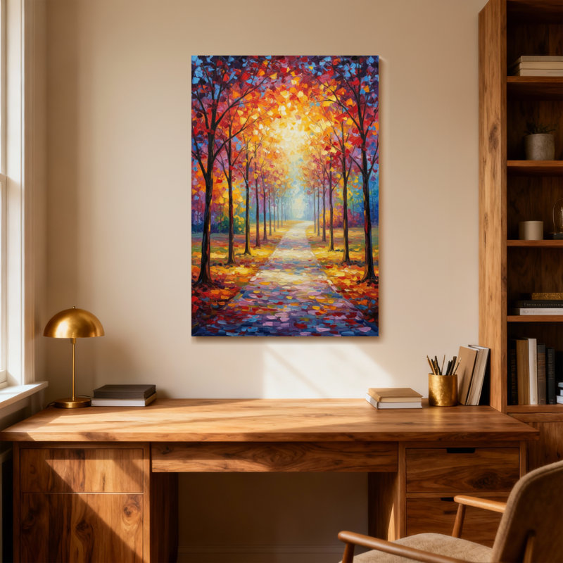 Paysage et nature, scène d'arbres d'automne colorés, H 36 po x l 24 po