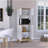 Pamplona Microwave Tall Cabinet Counter Surface, Top And Lower Double Doors Cabinets -Light Oak / White