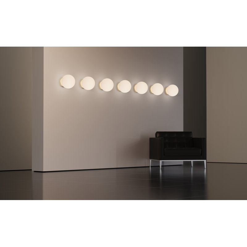 Bola Sphere Globe Flush Mounted Sconce, Brass, 11.6' H x 10" W x 10" D