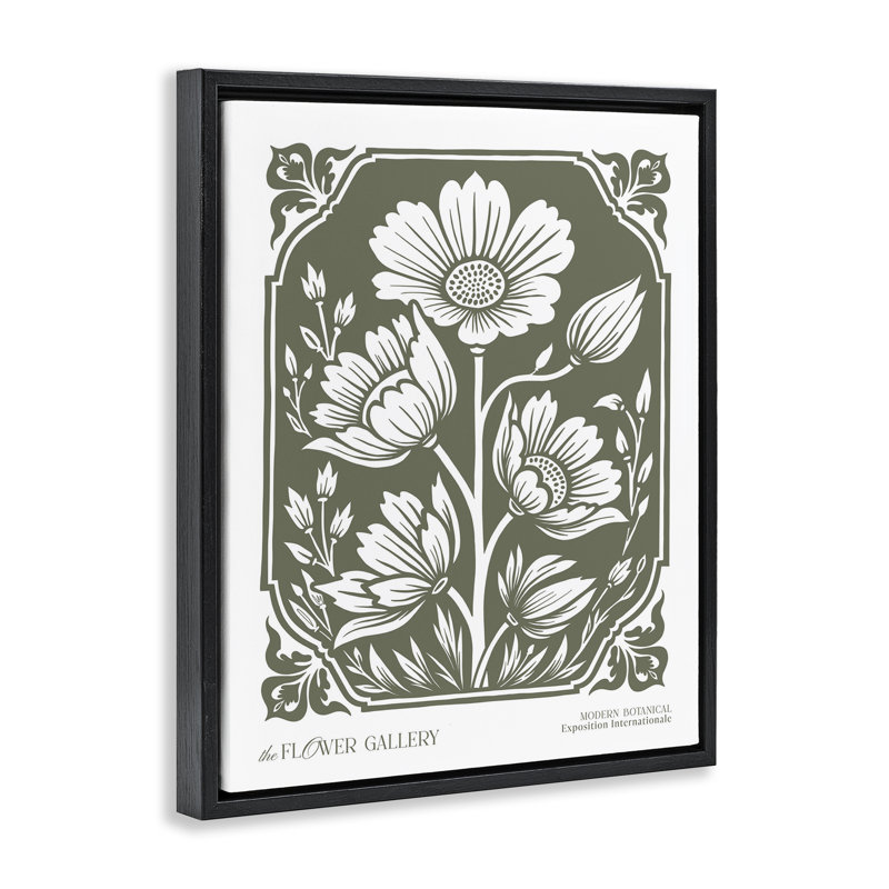 «Wild Blooms over Green», art mural encadré sur toile flottante, Noir, H 21 po x l 17 po