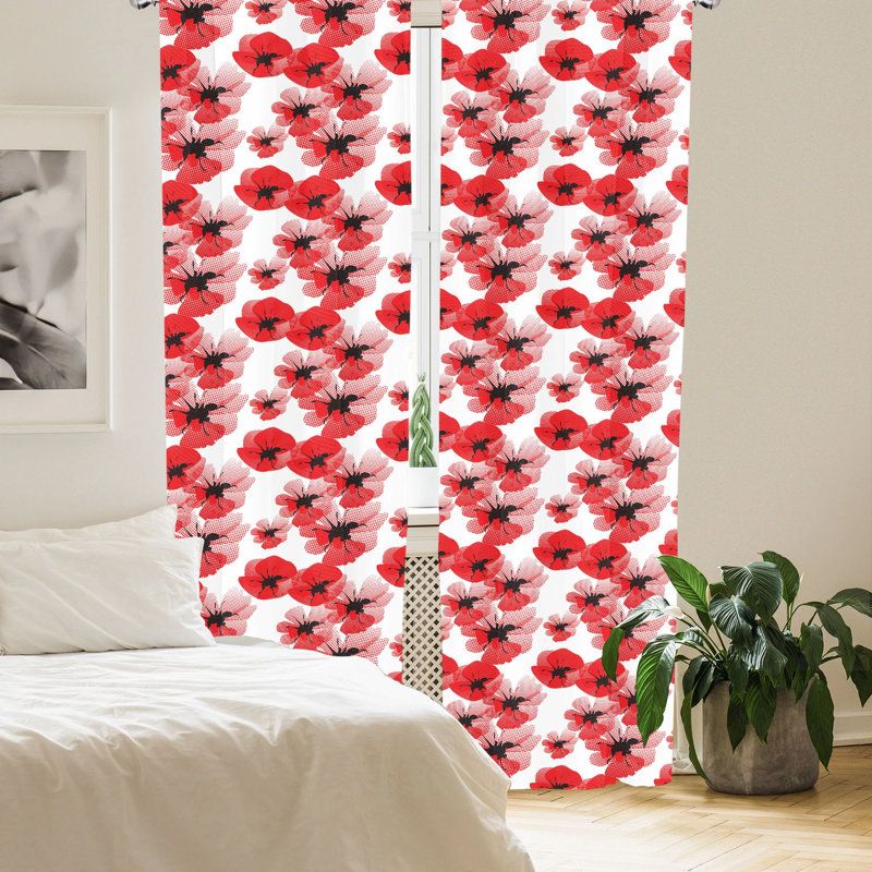 Floral Semi-Sheer Rod Pocket Curtain Panels, 28" x 63"
