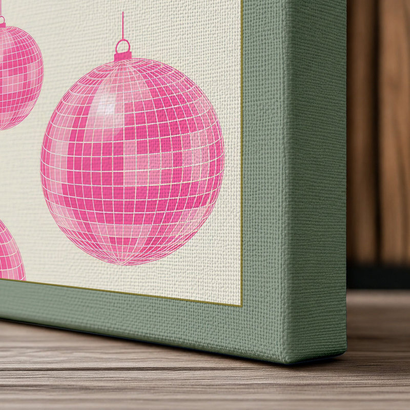 Disco Ball Celebration Retro - Wrapped Canvas, 18x12 - 45.7 x 30.5 cm, Sage Border