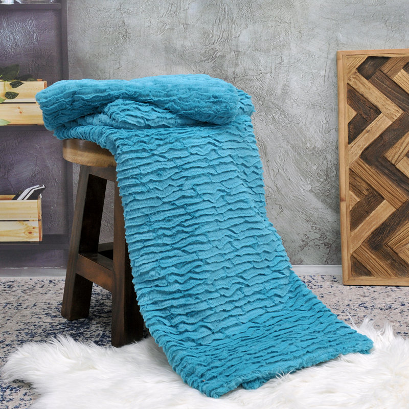 Knitted Throw Blanket, Baltic Blue