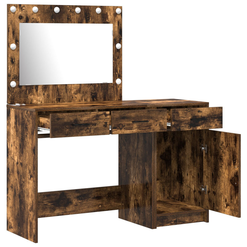 Dressing Table with Mirror, Smoked Oak