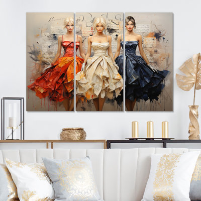Women Elegance Luxury Elegance On Canvas, ensemble de 3 pièces