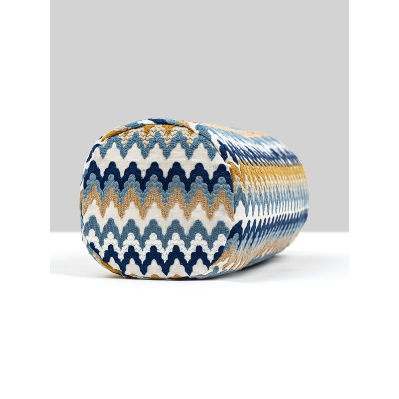 RAINBOW MOUNTAIN CREWEL PILLOW, Denim Gold