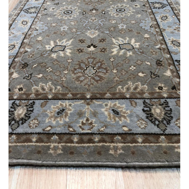 Machine-Made Wool Beige Traditional Oriental Oushak 2' x 10' Runner Rug
