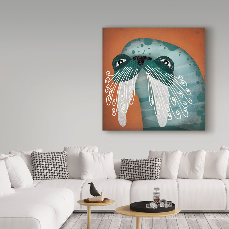 « walrus wow », art sur toile, H 18 po x l 18 po x P 2 po