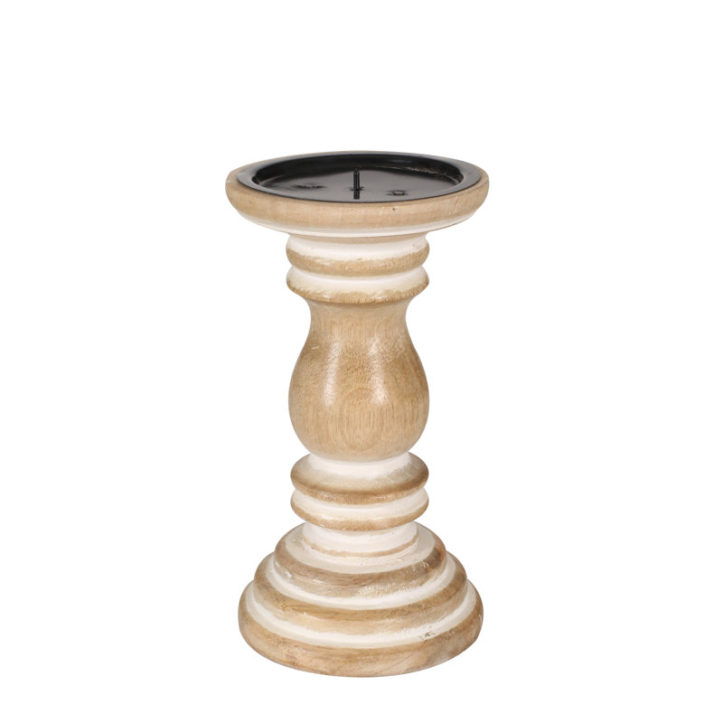 A1787N Holders Wood Tabletop Candlestick, 19cm H x 12cm W x 12cm D