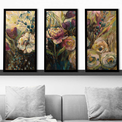 Jardin d'été - peinture sur cadre 3 pièces