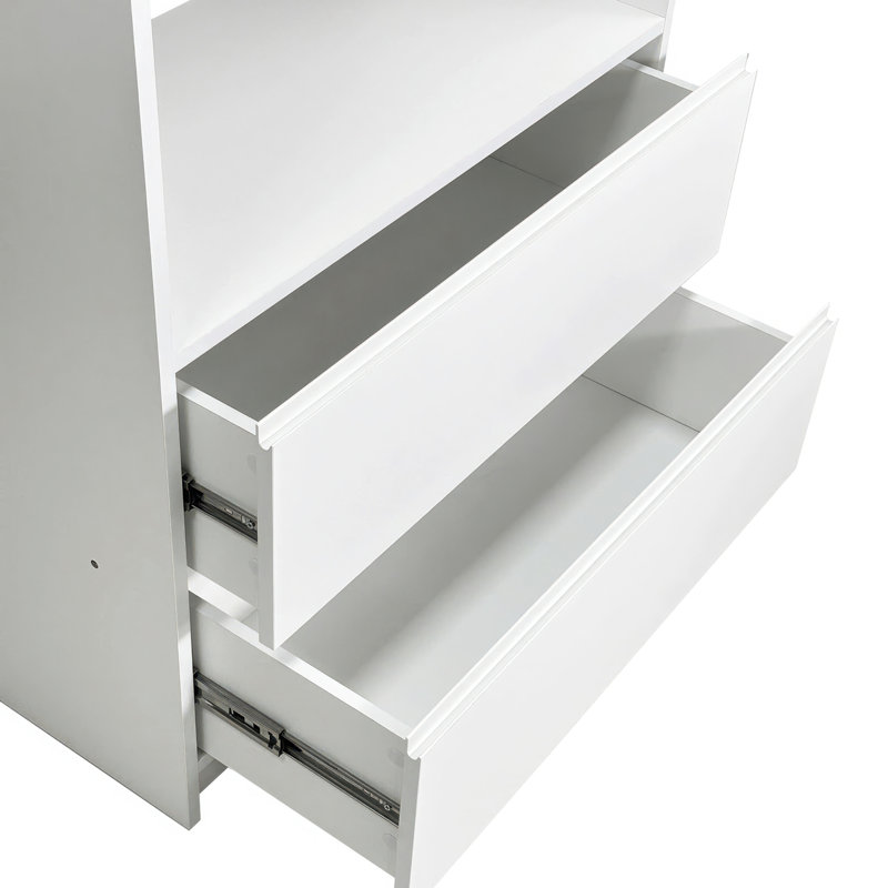 White Freestanding Walk in Wood Closet System