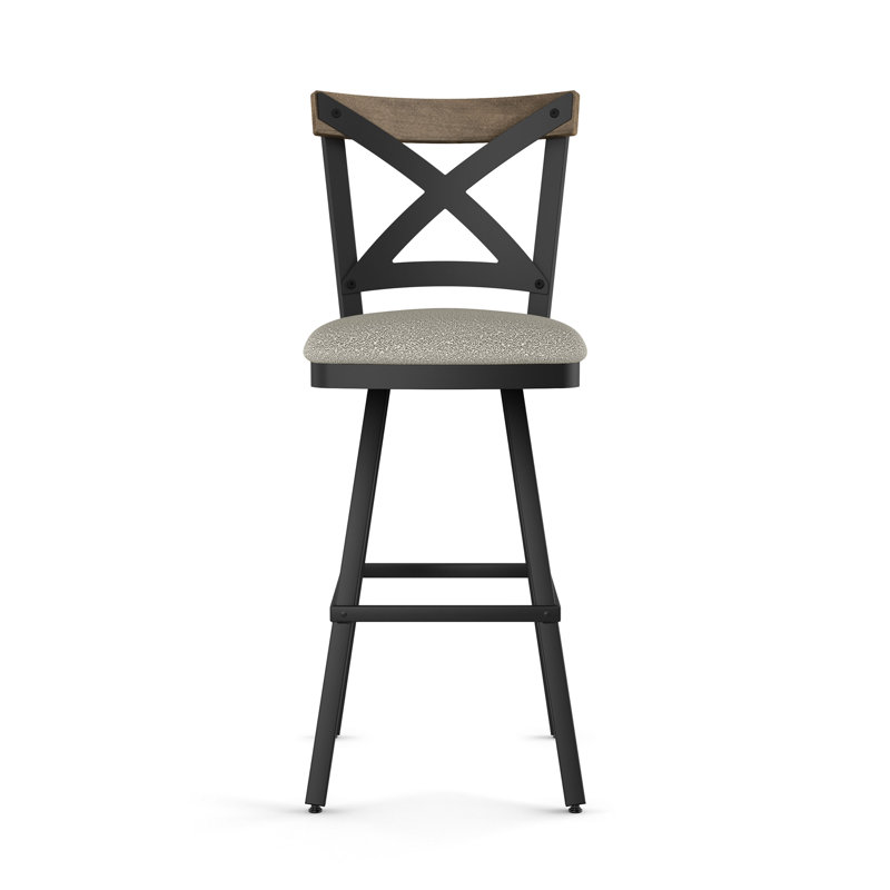 Tabouret de bar et de comptoir pivotant Karsten, Tabouret de comptoir (siège d'une hauteur de 26,5, Bois beige