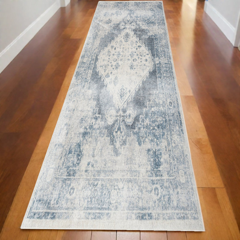 Tapis de couloir oriental bleu 10 pi