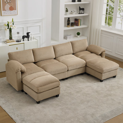 Canapé modulaire 6 places avec 2 repose-pieds
