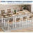 Dining Table Set for 4, Modern Kitchen Table Chairs Set of 4 with Chamfered Edges & Wooden Seats, Space-Saving Metal Frame Breakfast Nook for Small Spaces, Dining Room, White & Wood Grain Color-1752101143-1752101138