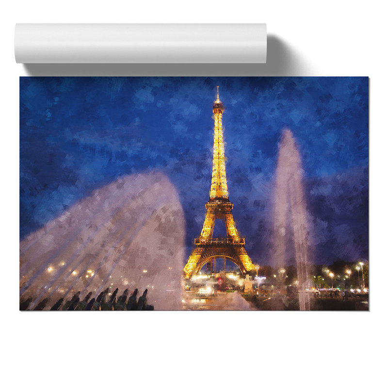 Eiffel Tower Painting - Frameless Print, 30cm H x 42cm W x 0.1cm D