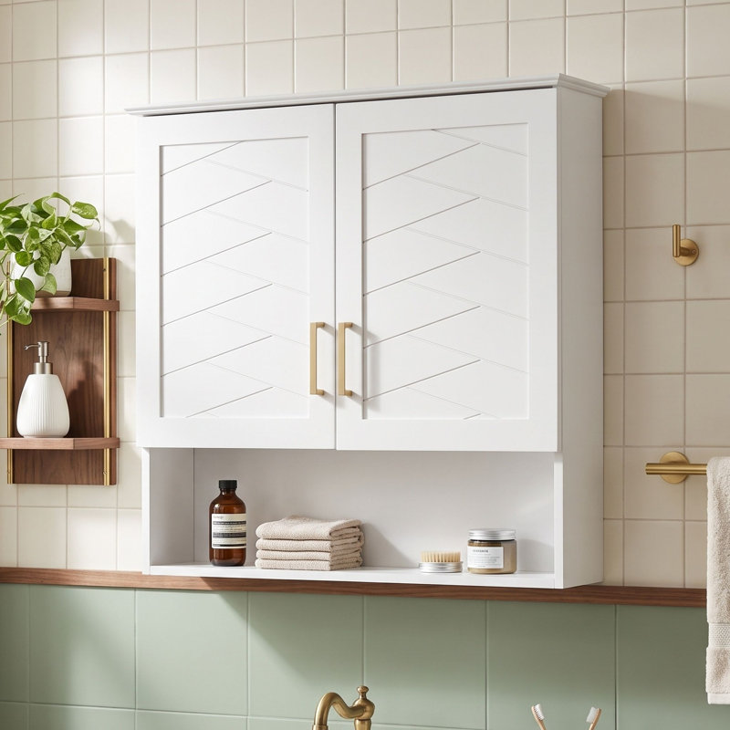 Armoire à pharmacie murale moderne de 30 po avec tablette intérieure réglable, tablettes ouvertes et charnières à fermeture en douceur