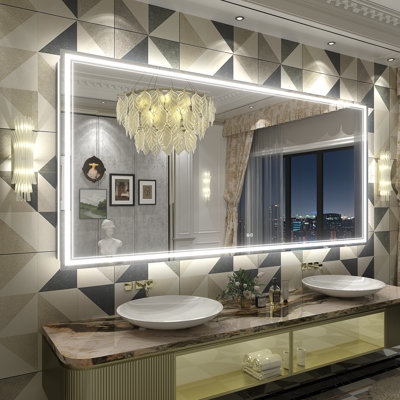  Wayfair Basics® UL Certified Front & Back LED Anti-Fog Tempered Glass Bathroom/Vanity Mirror 