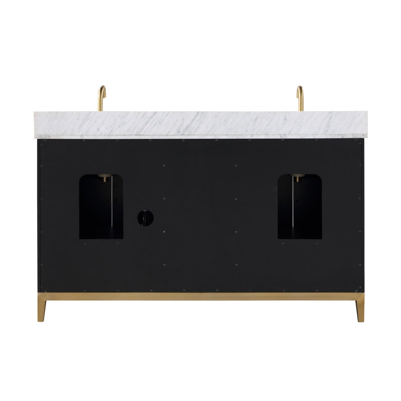 Gracie 60'' W Double Vanity, Midnight Black, Carrara Marble