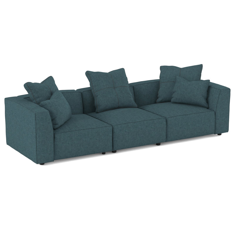 Del Modular Upholstered Sectional, Heavenly Sapphire Polyester