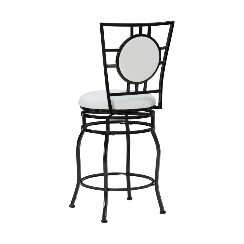 Vinciguerra Swivel Upholstered Adjustable Height Counter Stool with Metal Frame