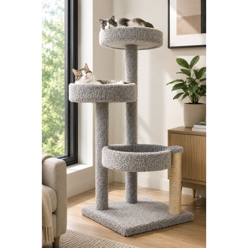 Arbre à chat en bois massif 47 po New Cat Condos, Multicolore neutre