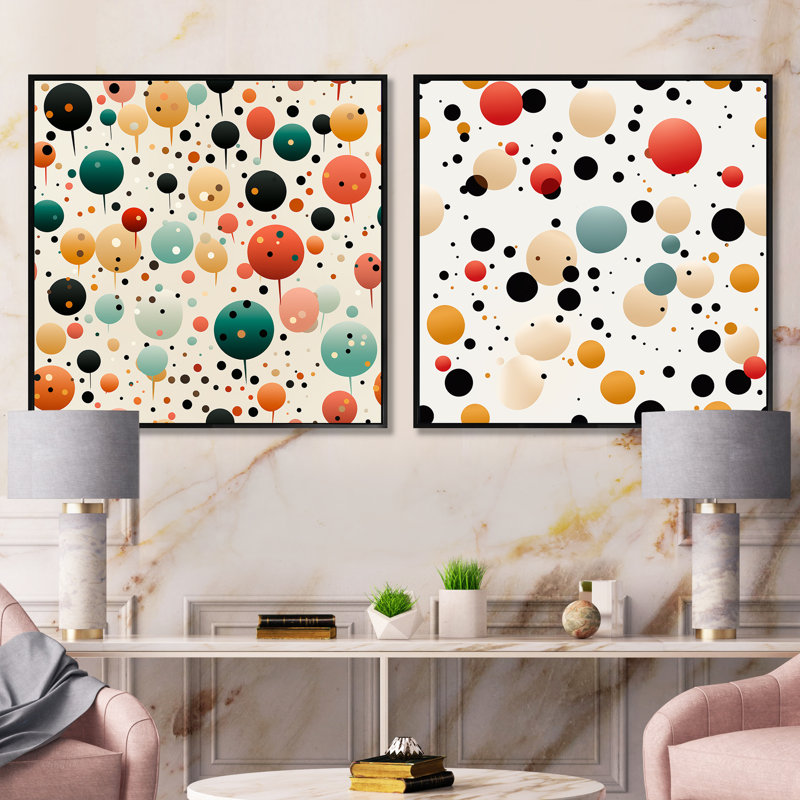 Chrishon - Abstract Shapes Square Collage Set Of 2, Black Floater Framed, 16" H x 33" W
