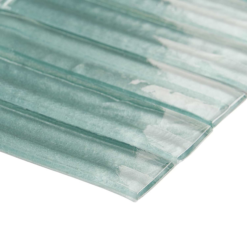 Maya Stacked 12x12 Polished Glass Mosaic Tile, Stacked Ocean